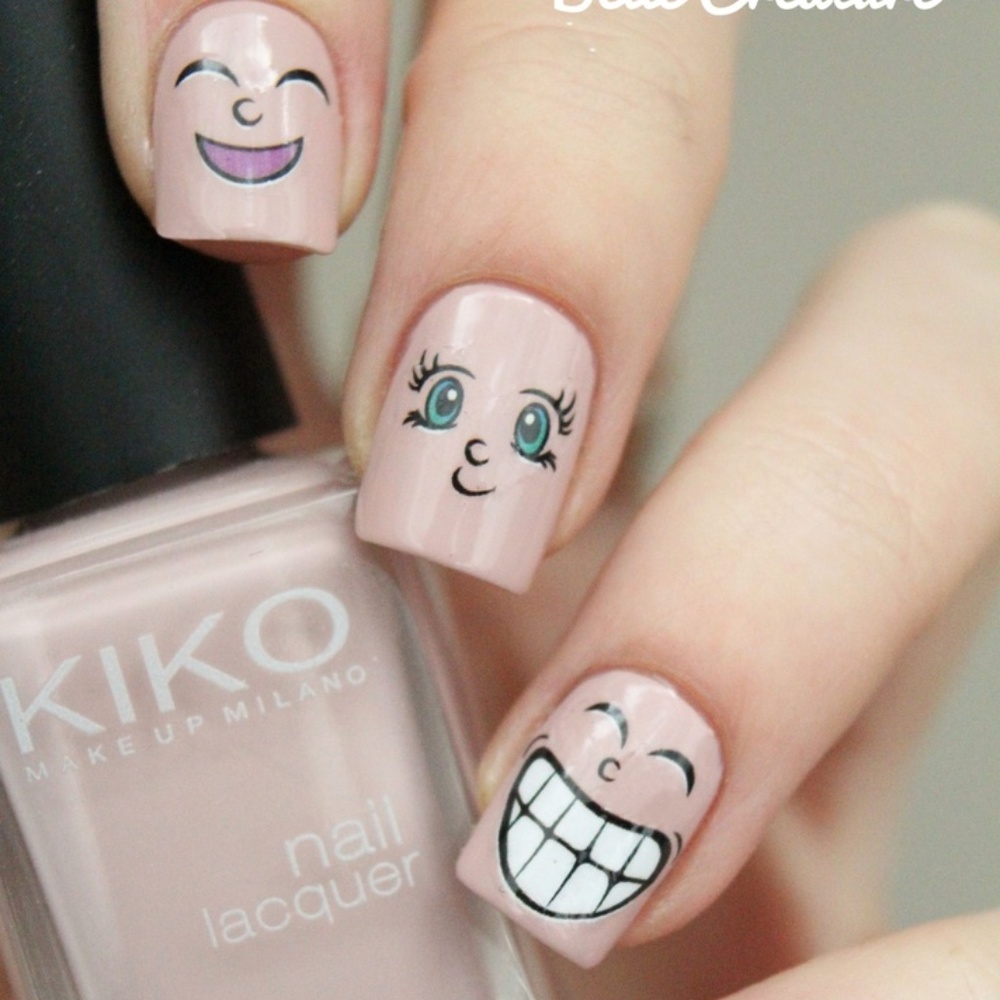 Manga Kawaii Cartoon Face- Nail Art Decal RED23